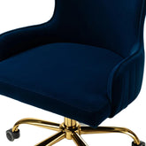 Velvet Clemence Royal Blue Task Chairs/Study Chair/Office Chair for Study Room, Office, Swivel Armchair with Gold Base